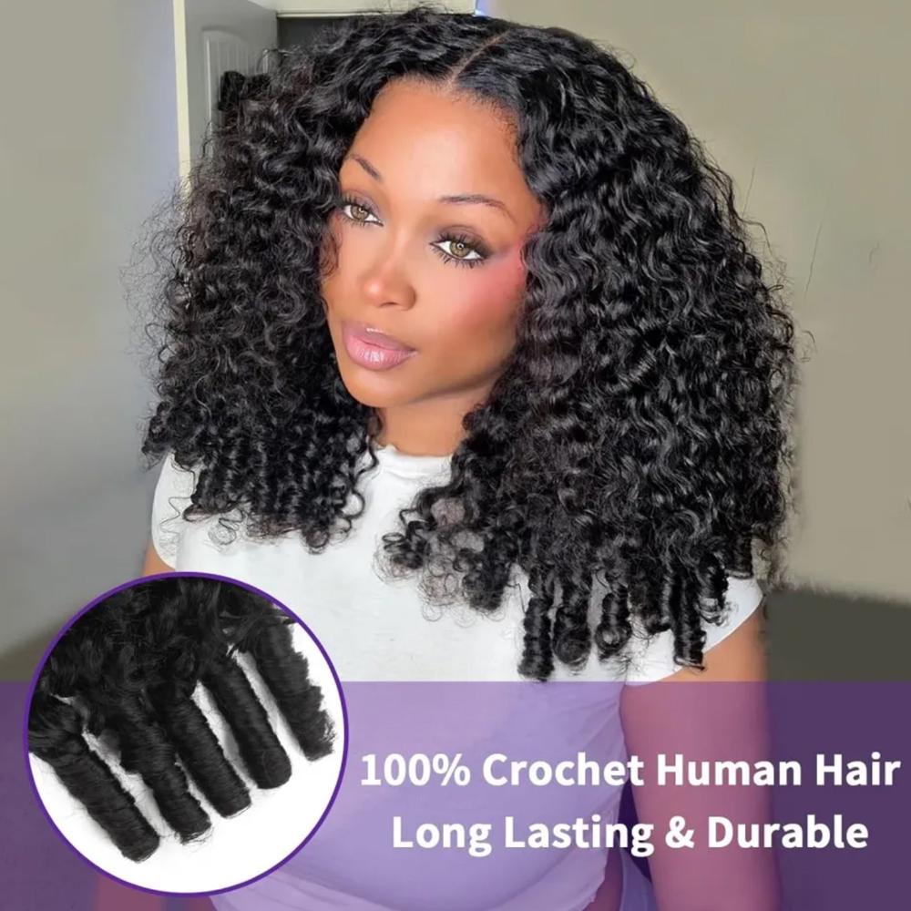 [HOT] Burmese Curly Crochet Hair Human Hair Extensions Miracle Knots Pre-Separated 50g/Pack (32-38 Strands Per Pack）– Knotless Boho Braids, 4-5 Packs for Full Head, Multiple Curly & Wave Textures Protective Hairstyles For Black Women