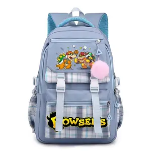 Cute Backpack Bowser Cartoon Backpacks for Women and Men Lightweight Casual Daypack Fit 16.5-Inch Laptop -Blue