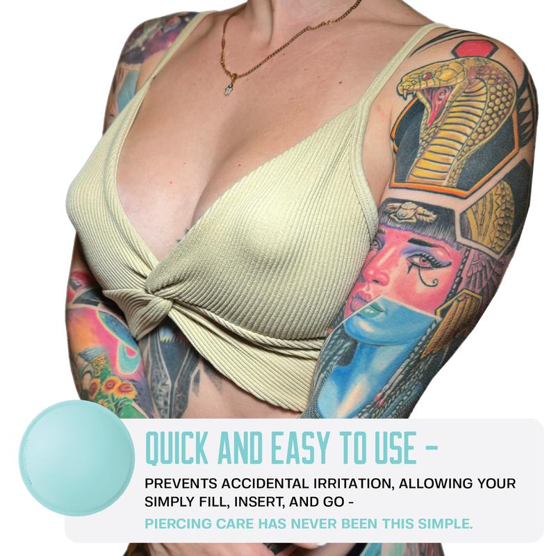 Base Laboratories Nipple Piercing Cleaner & Aftercare Soaker Set | Hands-Free Use with Saline or Cleaning Solution | Nipple Piercing Kit for Women