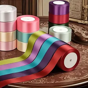 Silk Satin Ribbon Roll, 1.57 Inch X 25 Yard, Multi-Color Options, Perfect for Wedding Decorations, Cake Gift Wrapping, Artistic Decoration, Gift Wrapping Supplies