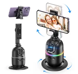 UpgradedAuto Face Tracking Tripod, Rechargeable 360° Rotatable Phone Camera Stand with Gesture Control & Colorful Light Ring, Smart Shooting Phone Holder, Vlogging Kit, Smartphone Vlogging Kit, Electronics Accessories