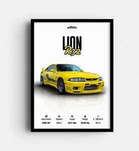 Yellow R32 Car Poster, JDM Skyline R32 Wall Art, Fast Furious Movie Car Print, Japanese Sports Car Decor, Gift for Nissan Skyline Fans