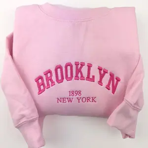 Brooklyn New York Embroidered Sweatshirt, Vintage City Crewneck, Trendy New York Pullover, Classic College Style Sweater