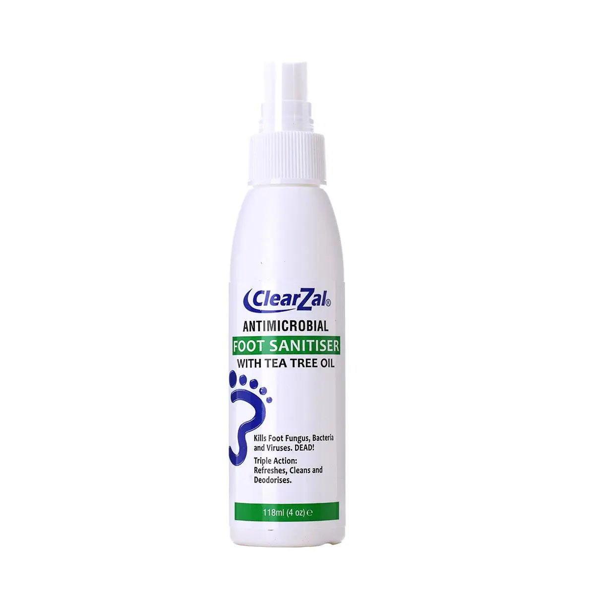 ClearZal Foot Sanitizer Spray with Tea Tree Oil, 4-Ounce Bottle ,Contains natural tea tree oil and aloe vera  Deodorization, antibacterial and odor removal
