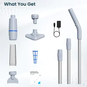 【3 Day US Delivery】 Handheld Spa Hot Tub Vacuum, Cordless Spa Vacuum Cleaner with 2 Brush Heads and Telescopic Pole, Up to 3 Hours of Runtime, Rechargeable Small Pool Vacuum for Above Ground Pool Inground Pools Hot Tubs