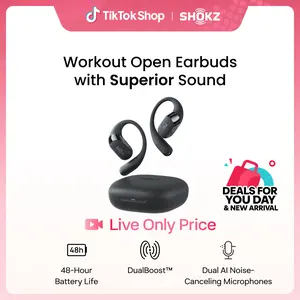 【Live only】SHOKZ OpenFit 2 Open-Ear Headphones with True Wireless Bluetooth, Microphone, 48 Hours of Playtime, Fast Charging, IP55 Water-Resistant