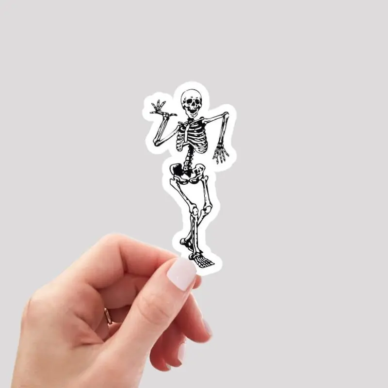 Skeleton Dancing Design Sticker, 50pcs Water Bottle Laptop Sticker, Durable and Removable Stickers, Fun Halloween Decoration