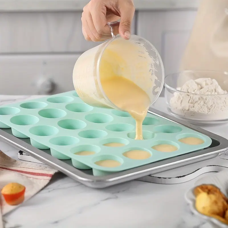 Mini Muffin Pan, Non-Stick Food Grade Baking Cupcake Pan, 24 Cavity Pudding Mold, Silicone Mold, Molds For Baking, Oven Accessories, Bakeware, Baking Tools, Baking Essentials, Kitchen Gadgets, Nonstick Cupcake Pans, Baking Utensils Supplies