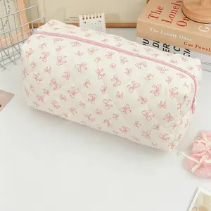 1PC Pink Bowknot Storage Bags, Travel Essentials For Hair Dryer, Hair Curler, Electric Curling Wand, Straight Plate Clip, Portable Multifunctional Cosmetic Bag, Cosmetic Pouch, Travel Toiletry Bag, Handbag, Dustproof, Large Capacity