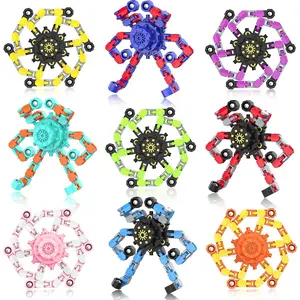 Transformable Fidget Spinners,9PCS Funny Sensory Fidget Toys Adults Deformable Chain DIY Robot Spinner,Fingertip Stress Relief Gyro Toy for Kids, Kids Classroom Prizes