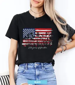 Womens Patriotic V Neck Shirt, 250 Years of Freedom Floral Tee, 250th Anniversary Shirt, America 250 T Shirts, Fourth of July Wildflower Top