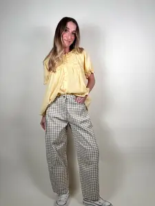 Checkered Barrel Jeans