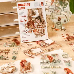 Vintage Girl Pattern Sticker Book, 20 Sheets/book Scrapbooking & Journal Making Material Paper, DIY Decorative Sticker for Stationery & Computer & Water Bottle, Diary Sticker, Art Stickers