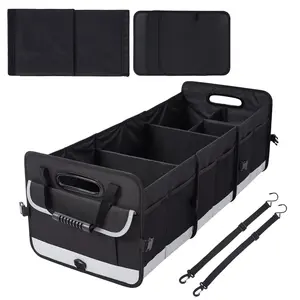 GAOMON Trunk Organizer for SUV, Black-Gray, 35.4"x13.8"x11.8", with Handle & Lid, 3 Compartments, Foldable & Non-Slip, for Car Trunk Storage Organizing