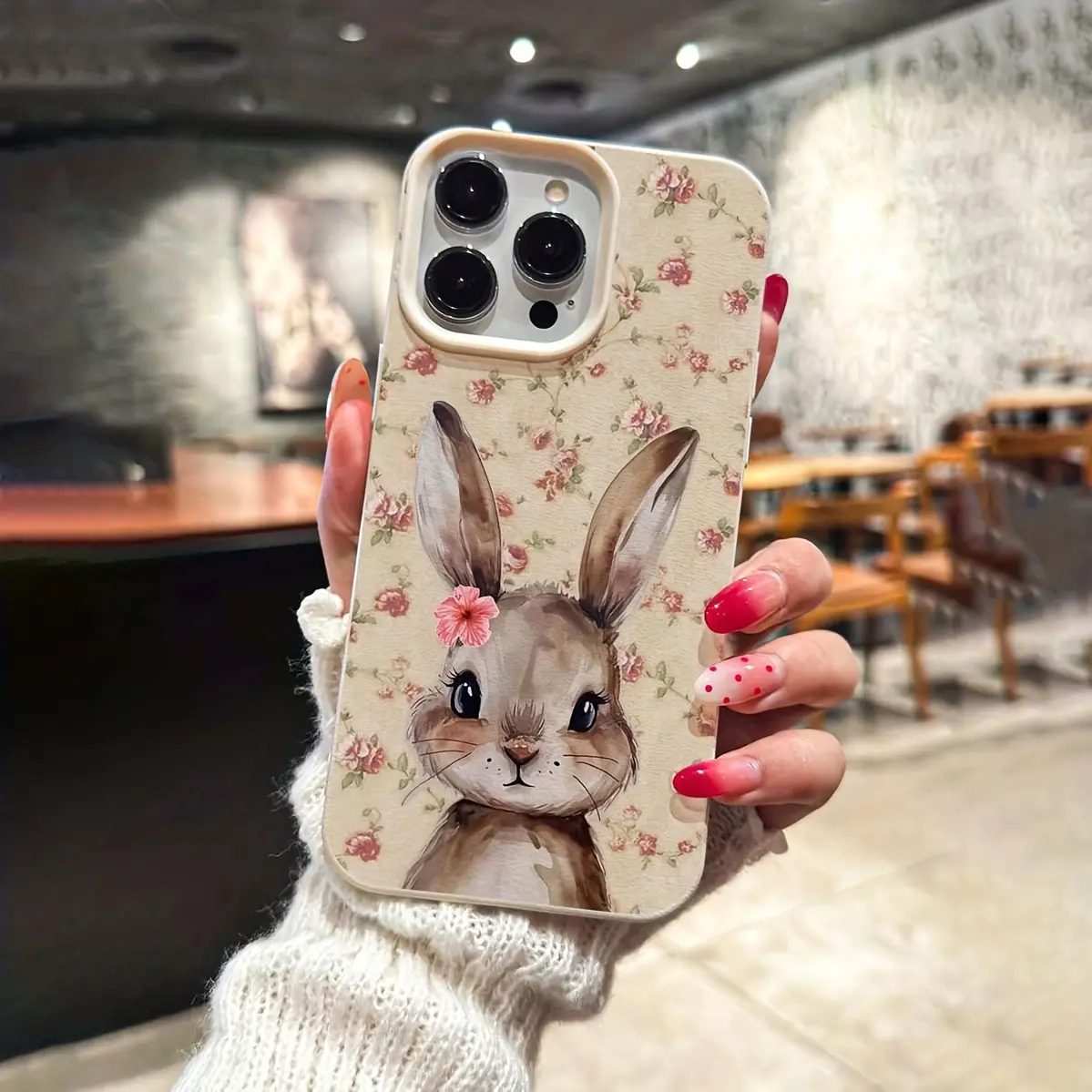 Rural-style rabbit vintage floral print art phone case, comfortable to touch, with excellent drop protection, compatible with iPhone 17/16/15/14/13/12/11/X/XS/XS Max. This is the perfect holiday gift for friends, family, or yourself., Flower, Cover, Acces