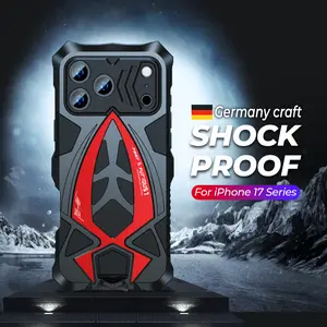 Shockproof Metal Full Protect Armor Case for iPhone 17 Pro Max with 20 FT Drop Protection & Screen Protector Military Grade Casing