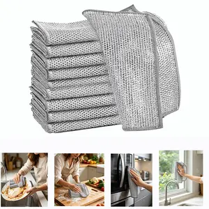 10Pcs Multipurpose Wire Dishwashing Rags,New Upgrade Non Scratch Wire Dishcloth,Steel Wool Cleaning Cloths,Multi Purpose Metal Mesh Miracle Cleaning Cloths for Kitchen,Dishes,Sink