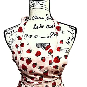 Strawberry Print 100% Cotton Easy Wash Apron Make Your Cooking Look Sexy This Fall Women's Fashion Accessory