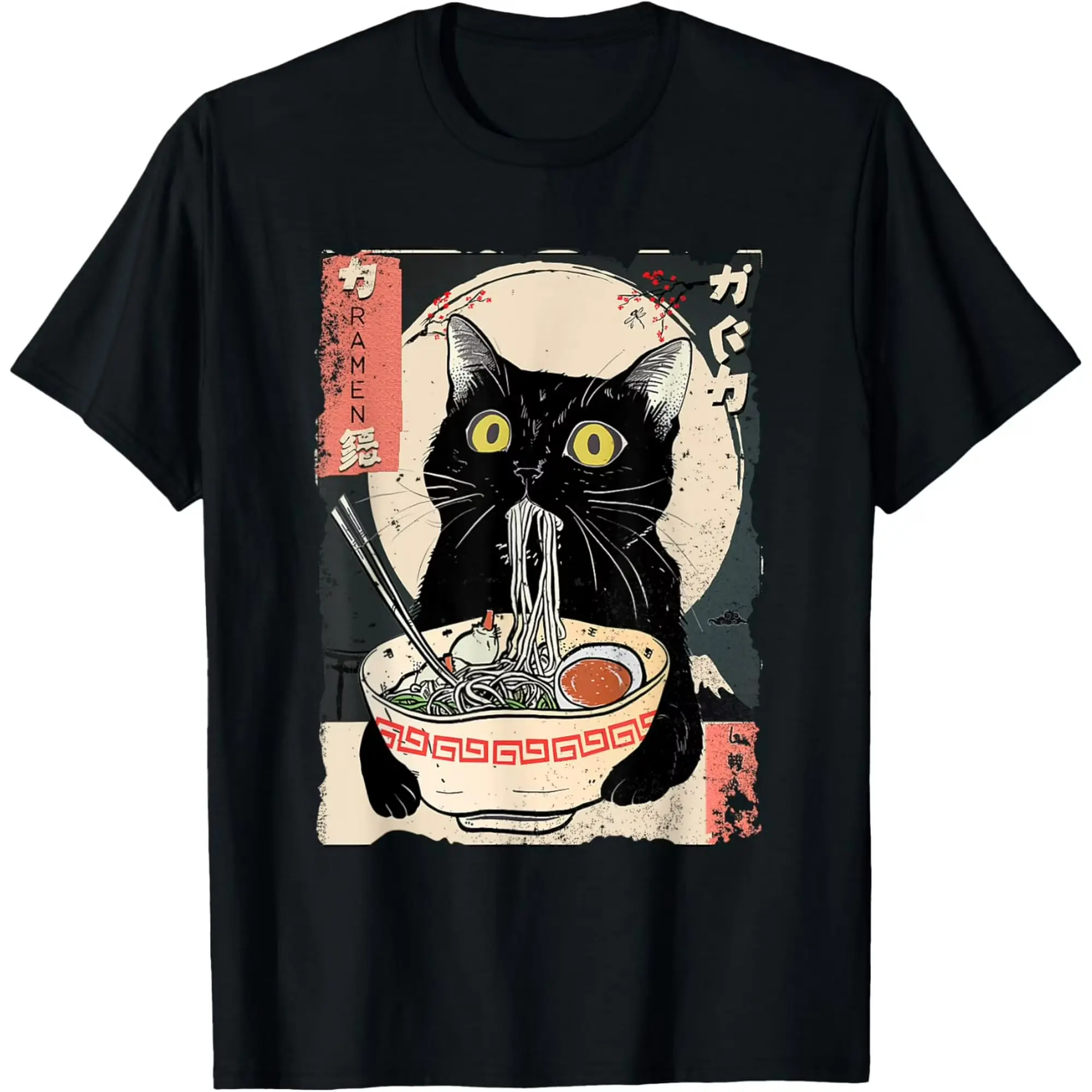 Kawaii Cat Eating Ramen Noodles Funny Anime Gift Men T-Shirt minimalist design, quick-dry moisture wicking, vintage style Anime graphic lover t-shirt graphic tees Birthday Anniversary Holiday Christmas Halloween
