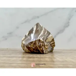 Zebra Jasper Half Rough Cut Base Point – Polished Top for Energy & Balance