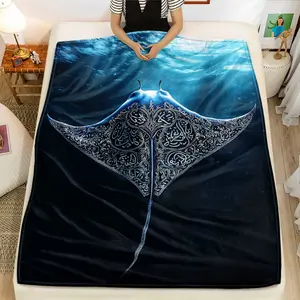 Blue Spiny Whale Throw Blanket Soft Funny Throw Blanket Cozy Lightweight Plush Portable Cover Blanket For Sofa,Warm Gift For Birthday,Christmas,Multiple Blanket