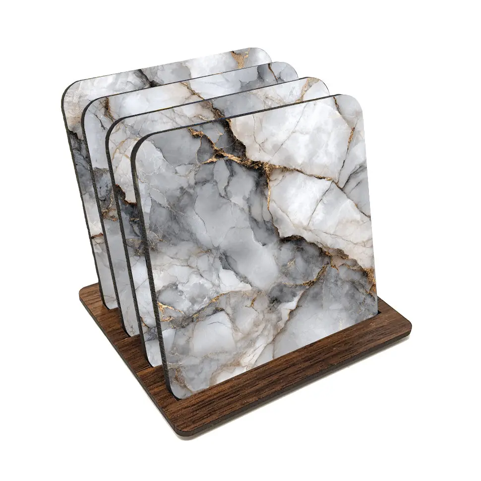 Gray Marble Coaster Set