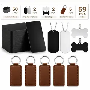 59PCS Laser Engraving Material Kit – Leather, Metal & Stainless Steel Supplies for Laser Cutter Engraver, Father’s Day Gift