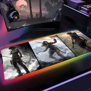 Tomb Raider Lara Croft Mouse Pad Gamer Rgb 1000×500mm 900×400mm 800×400mm 600x300mm Desk Mat Back Light Led Mousepad Setup Gaming Accessories Deskmat Big Mousepad Backlight