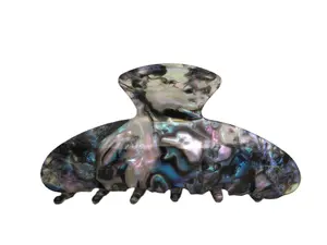Long blue purple glitter abalone sea shell effect hair claw clamp clip