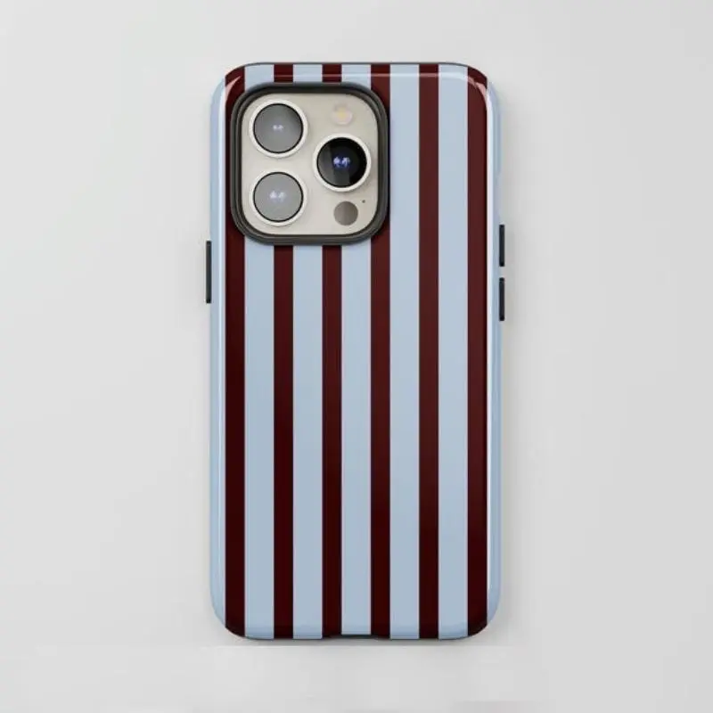 This minimalist striped burgundy and blue case, TPU Smartphone Casing Cover features a striking pattern, durable, shock-absorbing design. Compatible with iPhone 17 16 15 14 13 12 11 Pro Max, Samsung Galaxy S25 S24 S23 Ultra