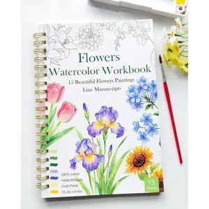 Watercolor Workbook,Water Coloring Book for Adult & Teens Beginners,15 Beautiful Flowers Designs 300gsm Cold Press Cotton Watercolor Paper,Ideal Gift to Spark Creativity Stress Relief(10.2" x 6.9")