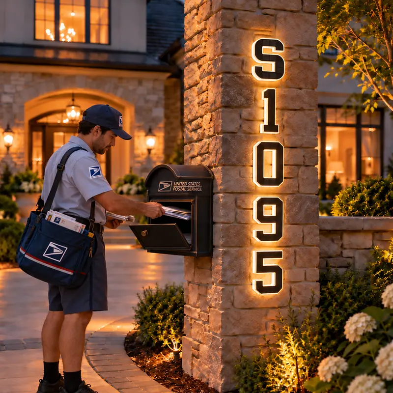 ISUNMEA 9-in Solar-Powered LED House Numbers-Modern ABS Exterior Address Signs, Eco-Friendly Outdoor Lights with Easy Install, Waterproof IP44, Dustproof, Easy Reading for Home Improvement