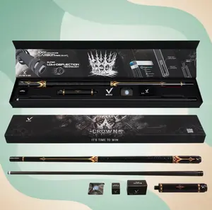 Evo Crown Maxbing Edition Pool Cue - Royal Black - Carbon Fiber Shaft, Carbon + Glass Fiber Butt, 12.5 mm TIME Tip, Synthetic Leather Wrap, 19-19.5 oz, 29" Length + 6" Extension - Complete Player Kit