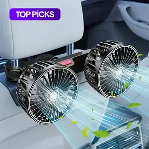 Adjustable Car Backseat Fan, 1 Count Summer Essential Double-head Electric Fan, Strong Wind Rear Seat Back 360 Degrees Rotation Large Air Volume Fan USB Car Fan