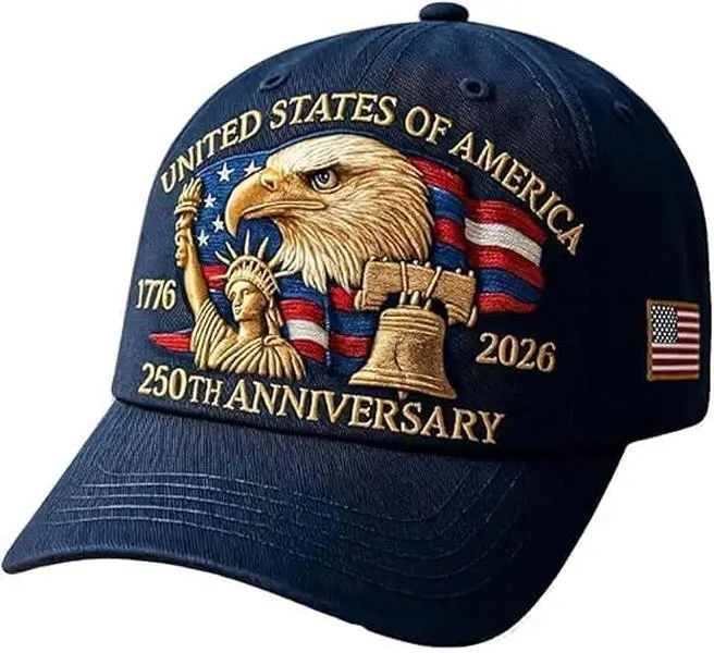 Men's & Women's Embroidered Bald Eagle 50-Star 13-Stripe Baseball Cap - 250th Anniversary (1776-2026) Embroidery, Heavy-Duty Patriotic Hats, Men's Accessories, Accessories Adults, Fourth of July Women, 4th of July Stuff for History Buffs