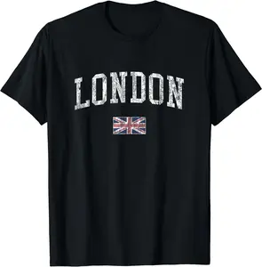 London England Vintage Sports Design British Flag T-Shirt Cotton Menswear Top Unisex