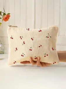 Cherry Pattern Toiletry Bag, Lightweight Zipper Cosmetic Bag, Multi-functional Cosmetic Organizing Bag, Suitable for Toiletries and Accessories