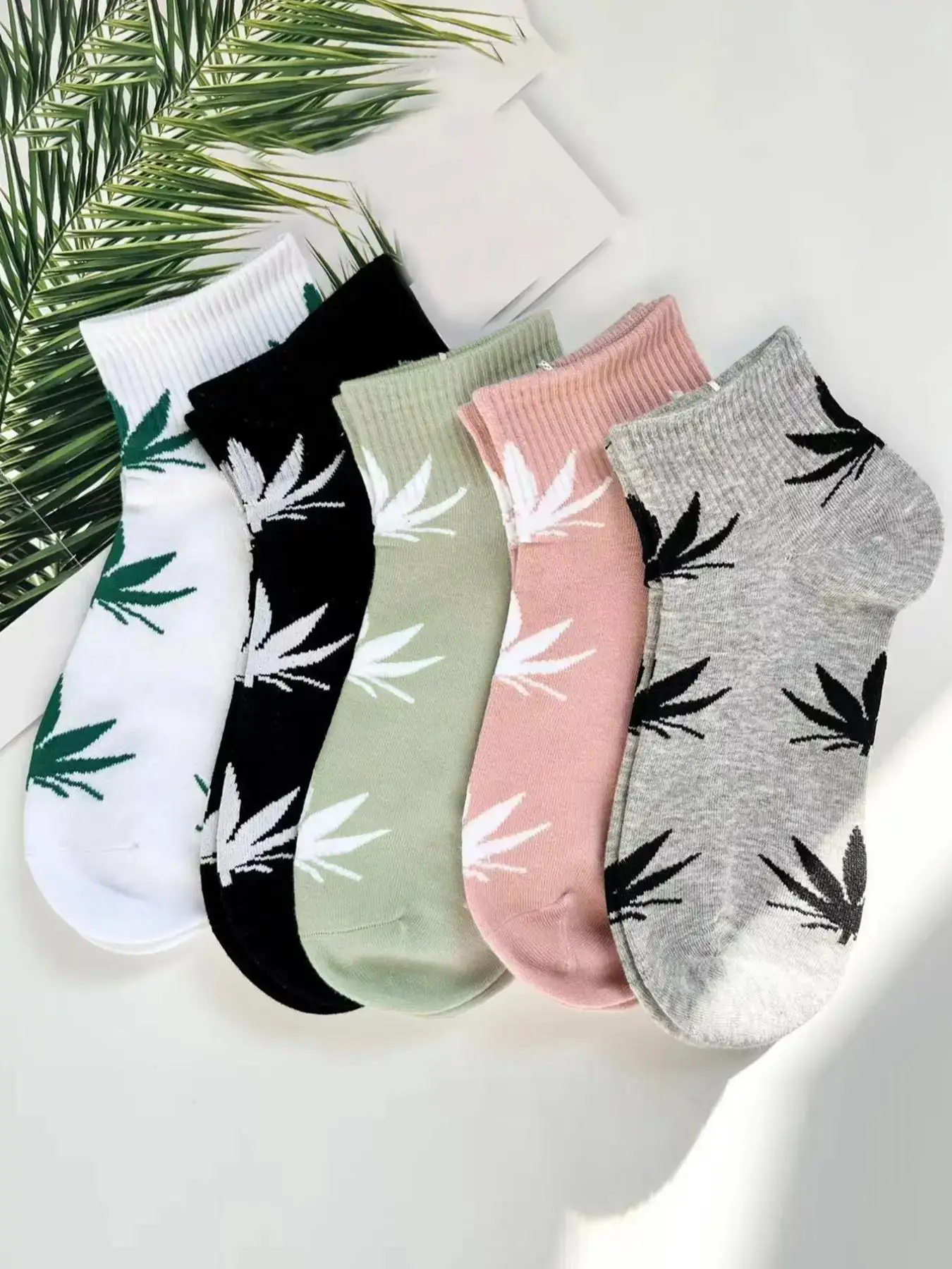 Women's Maple Leaf Pattern Ankle Socks, Low Cut Comfy Breathable Mixed Color Crew Sock, Non Slip Knit Socks, Summer Outfits 2024, Women's Socks & Hosi