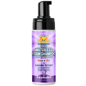 Waterless Foaming Dry Shampoo - Natural Pet Shampoo for Dogs & Cats, No Rinse Required, Made in USA by Bodhi Dog, Lavender Extract