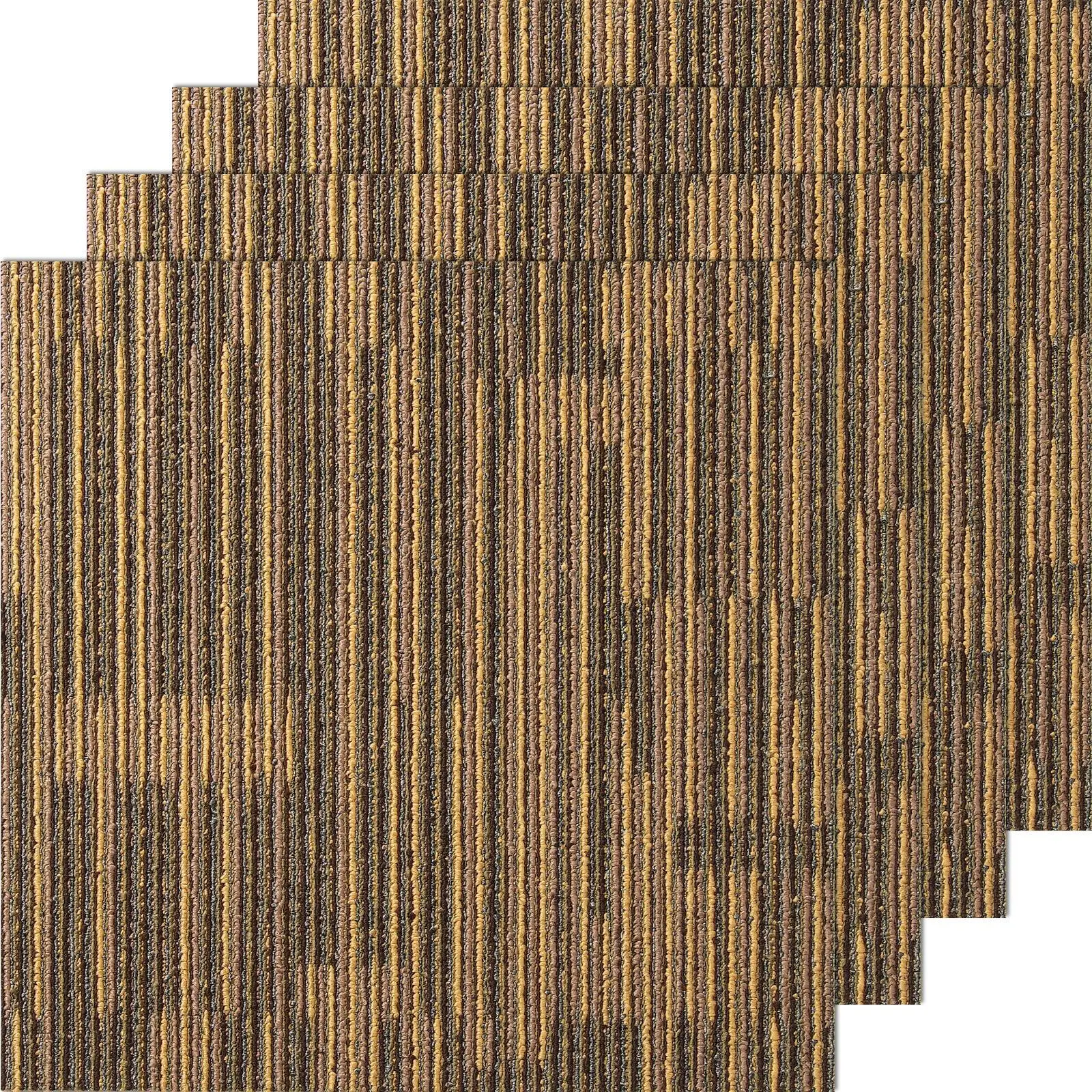VEVOR Reusable Pre-Cut No Glue Needed Flooring Carpet Tile Set, 20"x20" PP Surface with Soft Padded Attached, Easy Install DIY Set Pack for Bedroom, Living Room (12 Tiles, Mixed Brown)#BackToSchool