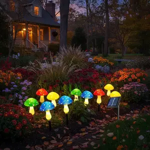 Solar Powered Mushroom Shaped Garden Light 1 Set Outdoor Decorative Lamp Solar Garden Ambient LED Light for Yard Patio Path Solar Landscape Lights Outdoor Pathway Lighting copper decoration