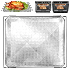 For NINJA Air Fryer Basket Replacement Trays, Compatible with Ninja DT201 DT251 Foodi XL Toaster Oven, 14.4"x11.4"x1.1" Stainless Brushed Dehydrator Mesh Wire Racks Accessories Parts, Dishwasher Safe