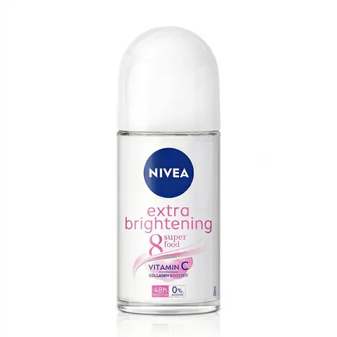 NIVEA Extra Brightening Roll-On Antiperspirant Deodorant for Women, 48H Odor & Sweat Protection, Vitamin C-Infused, Alcohol-Free Nontoxic Beauty Body Care, 1.7 oz Effective Deodorizer Cosmetic Beauty Product