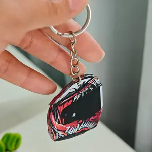 Classic Motorcycle Helmet Acrylic Keychain, Vintage Extreme Sports Pendant, Bag and Car Key Decoration, Christmas Party Gift, Keychain For Bags