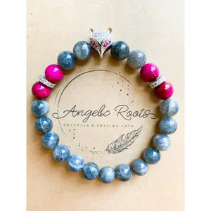 Magenta Tiger Eye and Labradorite Beaded Bracelet || Reiki Infused