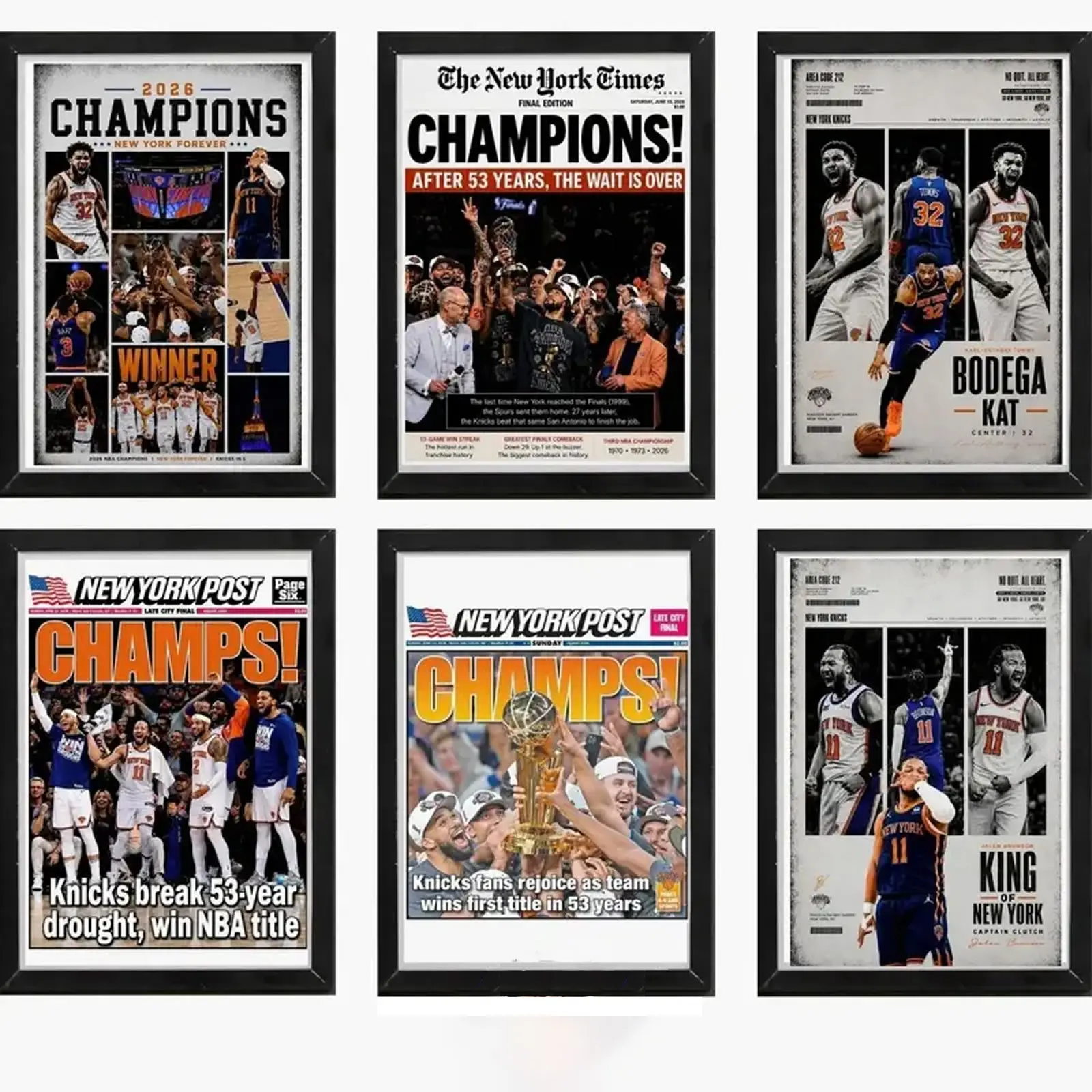 Set of 6 NY Historical Moment Posters Premium Wall Art Poster Unframed HD Print Home Office Decor Unique Trendy Gift
