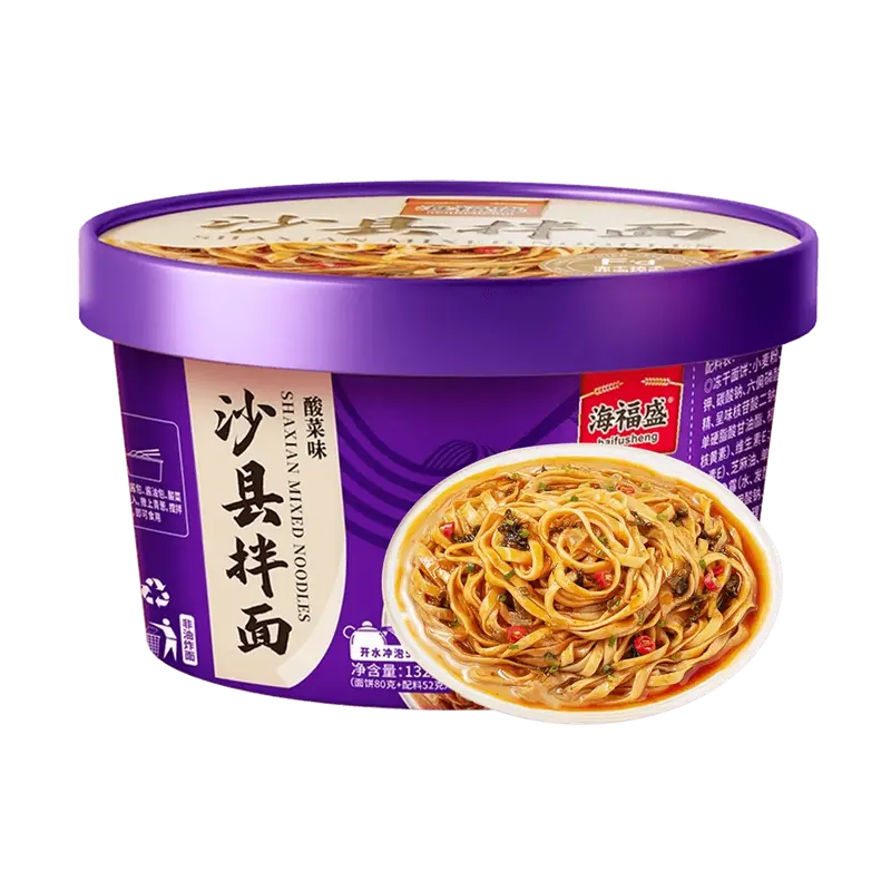 HAIFUSHENG San Xian Ban Mian Sour Cabbage Flavor - Non-Fried Noodles, 132g Authentic Fujian Style Instant Noodles