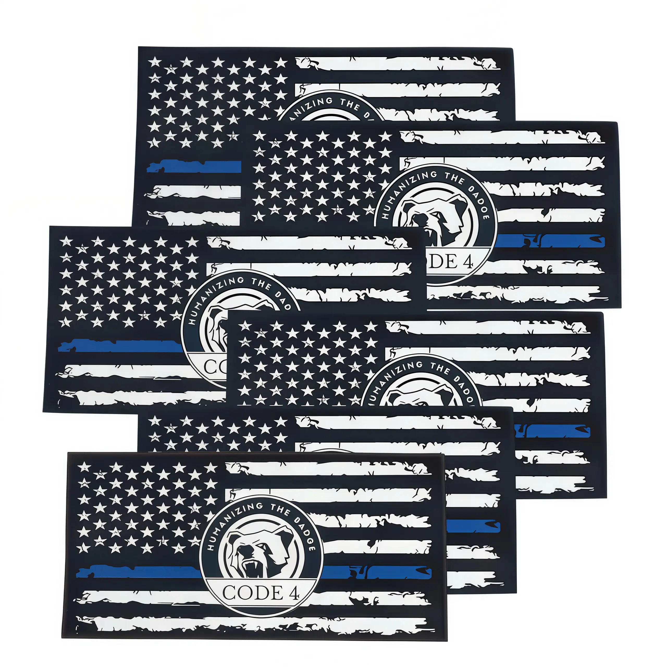 6PCS Thin Blue Line American Flag Stickers, Code 4 Style Vinyl Decals for Cars, Trucks, SUVs, Windows, Laptops, Toolboxes