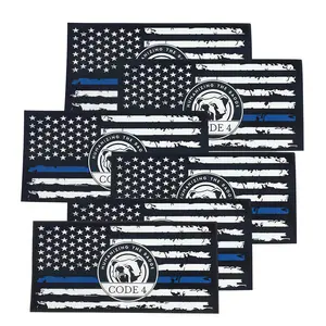 6PCS Thin Blue Line American Flag Stickers, Code 4 Style Vinyl Decals for Cars, Trucks, SUVs, Windows, Laptops, Toolboxes