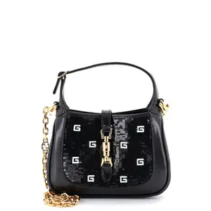 Pre-owned GUCCI material Messenger Bags Jackie 1961 Chain Hobo Sequin Embellished Satin with Leather Mini by Rebag
